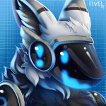  1:1 2019 digital_media_(artwork) fivel fur headshot_portrait portrait protogen simple_background solo white_fur 