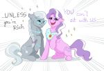  2019 ali-selle diamond_tiara_(mlp) duo earth_pony english_text equid equine eyewear female feral friendship_is_magic glasses hair hi_res horse jewelry looking_at_viewer mammal multicolored_hair my_little_pony necklace pony silver_spoon_(mlp) simple_background text two_tone_hair white_background young 