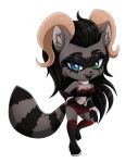  chibi demon female heterochromia horn mammal octavio-monstero procyonid raccoon raz_von_coon 