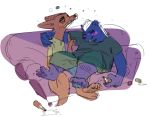  alcohol anthro badger beverage blush bottle canid canine clothed clothing disney drunk duo female fox hand_gesture hi_res honey_(zootopia) honey_badger male mammal mustelid musteline nick_wilde nobby_(artist) sitting substance_intoxication zootopia 