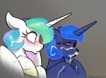  2019 absurd_res blush bodily_fluids cum cum_on_face duo equid eyes_closed female feral friendship_is_magic genital_fluids hi_res horn mammal my_little_pony princess_celestia_(mlp) princess_luna_(mlp) selenophile sibling simple_background sister sisters 
