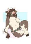  absurd_res blu_(mattiediev) bovid bovine catboots cattle clothing flower hair hi_res holstein_friesian_cattle hooves long_hair male mammal plant slightly_chubby solo underwear 