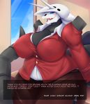  2019 aggron anthro big_breasts breasts cleavage clothed clothing digital_media_(artwork) english_text fake_screenshot female fully_clothed horn huge_breasts inside looking_at_viewer mature_female mleonheart nintendo open_mouth overweight overweight_female pok&eacute;mon pok&eacute;mon_(species) pok&eacute;morph solo teacher text thick_thighs video_games 