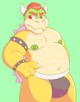  athletic barazoku belly biceps bodily_fluids boss bowser bracelet bulge chunky clothing collaboration cutfuck embarrassed fangs fupa jewelry jockstrap kemono male mario_bros muscular navel nintendo nipple_piercing nipples overweight piercing possumblush shiny slightly_chubby spikes straps sweat teeth underwear video_games 