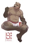  bogexboog bulge chest_tuft clothed clothing facial_hair hi_res male mammal muscular muscular_male sitting solo topless tuft underwear ursid 