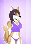  absurd_res anthro black_nose breasts canid canine chest_tuft clothed clothing eyelashes female fox fur hair hi_res mammal purple_eyes solo tuft underwear zigzagmag 