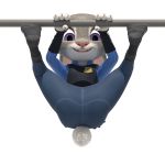  3d_(artwork) anthro butt chickenass clothed clothing digital_media_(artwork) disney female fur hi_res judy_hopps lagomorph leporid looking_at_viewer mammal multicolored_ears police_uniform purple_eyes rabbit spread_legs spreading uniform zootopia 