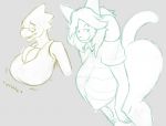  alphys anthro breasts clothed clothing female fur hair iandragonlover mammal reptile scalie temmie_(undertale) undertale video_games 