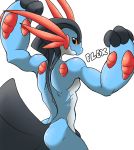  ambiguous_gender amphibian anthro hamsteroftime hi_res mega_evolution mega_swampert muscular nintendo nude pok&eacute;mon pok&eacute;mon_(species) simple_background solo video_games 