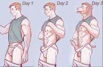  balls bulge canid canine clothing ear_piercing hair human jockstrap knot male mammal multi_nipple nipples penis piercing sequence short_hair simple_background solo tail_growth transformation underwear vixden 