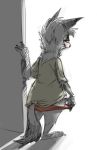  aardwolf ambiguous_gender anthro blush clothed clothing disney hi_res hyaenid looking_back mammal nobby_(artist) pack_street solo underwear zootopia 