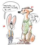  anthro canid canine clothed clothing disney duo english_text female fox hat headgear headwear hi_res judy_hopps lagomorph leporid male mammal nick_wilde nobby_(artist) rabbit sketch speech_bubble standing text vertical_bar_eyes zootopia 
