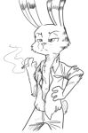  anthro boreoboros cigarette clothed clothing disney hi_res jack_savage lagomorph leporid male mammal rabbit sketch solo stripes zootopia 