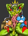  2008 animal_genitalia anthro bodily_fluids crown cum dragon genital_fluids genital_slit group group_sex heterochromia long_tongue male mario_bros muscular muscular_male nintendo oral penis randomdragon randomdragon_(character) sex slit tongue tongue_out tonguejob video_games yoshi 