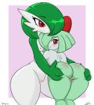  anus bent_over big_butt bodily_fluids breasts butt butt_grab butt_squish duo female female/female gardevoir genital_fluids green_hair hair hand_on_butt hi_res humanoid humanoid_on_humanoid imminent_sex jeffthehusky kirlia level_difference nintendo not_furry pok&eacute;mon pok&eacute;mon_(species) presenting_partner pussy pussy_juice red_eyes small_breasts smile spreading squish teasing thick_thighs video_games white_skin wide_hips 
