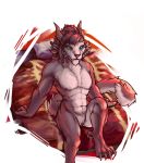  2019 anthro bed charr claws crecia_stoneglow digital_media_(artwork) felid feline female fluffy fur guild_wars guildwars2 hair hi_res horn mammal multi_ear muscular nipples nude on_bed pussy smile solo vateo video_games 