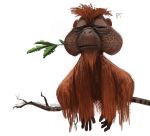  ape branch brown_fur cryptid-creations feral fur haplorhine mammal orangutan primate simple_background solo white_background 