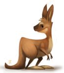  black_eyes brown_fur cryptid-creations feral fur kangaroo macropod mammal marsupial simple_background smile solo white_background 