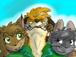  4:3 anthro canid canine chinchilla chinchillid cigarette clothed clothing digital_media_(artwork) felid feline female forced_smile fox lynx male mammal rodent simple_background smile smoke smoking themuffinly 