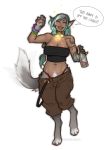  alcohol barefoot beverage blush bottle breasts canid canine canis collar dialogue digitigrade eyes_closed fangs female human human_to_anthro lyn_(z-ray) mammal midriff navel open_mouth panty_straps pawpads pubes shysiren simple_background smiles solo species_transformation transformation white_background wolf 
