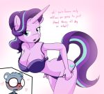  &lt;3 anthro big_breasts blush bra breasts cleavage clothed clothing cutaway cutie_mark dialogue english_text equid eyewear female friendship_is_magic glasses half-closed_eyes hi_res horn male mammal my_little_pony open_mouth panties sandwich-anomaly starlight_glimmer_(mlp) text underwear undressing unicorn 