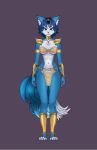  2019 2d 2d_animation animated anthro armor big_tail blue_fur blue_hair breasts canid canine clothed clothing digital_media_(artwork) female fox front_view fur hair krystal kuja legend_of_krystal lok:r mammal nintendo rear_view side_view simple_background smile solo star_fox turnaround video_games 