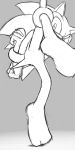  1:2 anthro barefoot bound bound_wrists eulipotyphlan greyscale handcuffs hands_behind_back hedgehog hi_res kalk427 male mammal monochrome one_leg_up raised_leg shackles shadow_the_hedgehog sketch solo sonic_(series) sonic_the_hedgehog 