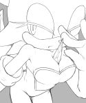  5:6 anthro between_breasts breasts chiropteran cleavage clothed clothing female gloves greyscale handwear hi_res kalk427 mammal monochrome rouge_the_bat solo sonic_(series) 