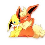  1:1 duo eeveelution feral flareon jolteon nintendo pok&eacute;mon pok&eacute;mon_(species) reruponzu video_games 