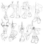  anthro bdsm bondage bound chained clothing eulipotyphlan faceless_male footwear gloves hands_behind_back handwear hedgehog kalk427 male mammal multiple_positions one_leg_up penis penis_bondage raised_leg shoes sketch solo sonic_(series) sonic_the_hedgehog standing suspension upside_down 