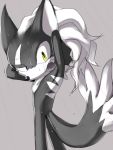  3:4 angry anthro black_fur blue_eyes canid canine canis eye_scar fur grey_background hands_behind_head heterochromia hi_res infinite_(sonic) jackal kalk427 male mammal open_mouth scar sharp_teeth showering simple_background solo sonic_(series) sonic_forces teeth water wet white_fur yellow_eyes 