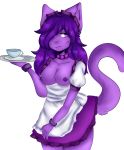  absurd_res alternate_version_at_source anthro bracelet breasts clothing collar cup domestic_cat ear_piercing ear_ring felid feline felis female hair hi_res jewelry long_hair maid_uniform mammal nipple_piercing nipples nova-aurora piercing plate solo tea_cup torwy uniform 