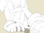  4:3 anthro clothing eulipotyphlan footwear gloves handwear hedgehog kalk427 line_art male mammal shoes simple_background sitting solo sonic_(series) sonic_the_hedgehog tan_background 