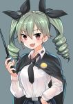  1girl anchovy anzio_(emblem) anzio_school_uniform bangs cape drill_hair emblem girls_und_panzer green_hair highres long_hair looking_at_viewer nakasone_haiji open_mouth red_eyes school_uniform smile twin_drills twintails 