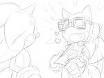  &lt;3 4:3 anthro canid canine canis clothing custom_character_(sonic_forces) duo eulipotyphlan eyewear glasses gloves handwear happy headgear headphones headset hedgehog kalk427 male mammal open_mouth open_smile sanic shirt sketch smile sonic_(series) sonic_forces sonic_the_hedgehog t-shirt tailwag topwear wolf 