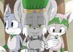  accessory anthro blue_eyes buckteeth chinchilla chinchillid clothing fur gloves gogoba_chief gogobas green_eyes grey_fur group handwear headband headgear headwear kalk427 male mammal rodent sonic_(series) sonic_boom teeth white_fur yellow_eyes 