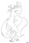  2015 alopex anthro arctic_fox areola arm_around_neck big_breasts big_tail black_and_white breasts butt butt_grab canid canine cheek_tuft claws crossover digimon digimon_(species) digitigrade duo ears_back embrace eyes_closed female female/female fluffy fluffy_tail fox fur hand_on_butt hi_res hug kissing mammal monochrome navel nipples nude pawpads paws pivoted_ears renamon side_boob side_view simple_background sketch slypon standing teenage_mutant_ninja_turtles toe_claws tuft white_background 