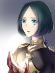  1boy blood blue_eyes fire_emblem fire_emblem:_three_houses garreg_mach_monastery_uniform green_hair linhardt_von_hevring long_hair low_ponytail open_mouth solo upper_body yuasaemi 