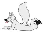  anthro butt canid canine canis disney gary_(zootopia) lying male mammal nude on_front skunkbutt_(artist) solo tongue tongue_out wolf zootopia 