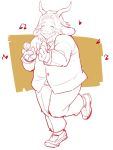  abstract_background anthro asgore_dreemurr boss_monster bovid caprine clothed clothing doseisanut long_ears male mammal musical_note solo suit undertale video_games 