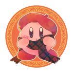  2019 alien ambiguous_gender blush clothing hat headgear headwear kirby kirby_(series) low_res nintendo not_furry pink_body scarf solo tomonin_ils video_games waddling_head 