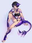  2019 4_toes 5_fingers animal_humanoid aonikaart au_ra black_hair breasts digital_media_(artwork) eyebrows eyelashes female final_fantasy fingers hair humanoid orange_eyes purple_scales scales scalie scalie_humanoid solo square_enix toes video_games white_skin 