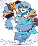  2019 absurd_res anthro belly blue_fur bulge clothing fur hi_res humanoid_hands male mammal moobs nipples overweight overweight_male quanjiang robe solo underwear ursid water white_fur 十泉介 