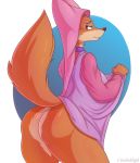  anthro bottomless butt canid canine clothed clothing clothing_lift cooliehigh disney dress dress_lift female fox hi_res looking_back maid_marian mammal robin_hood_(disney) solo 