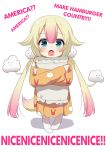  1girl :3 agung_syaeful_anwar animal_print blonde_hair blue_eyes blush bunny_print chibi cloud cloud_print core63 english_text gradient_hair hair_between_eyes highres long_hair looking_at_viewer mahou_shoujo_ikusei_keikaku_unmarked multicolored_hair nemurin open_mouth orange_pajamas pajamas pillow pillow_hug pink_hair sketch solo very_long_hair vrchat white_background white_legwear 