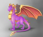  2019 absurd_res activision avaroncave claws digital_media_(artwork) dragon feral grey_background hi_res horn male membrane_(anatomy) membranous_wings purple_eyes scales scalie simple_background solo spines spyro spyro_the_dragon video_games western_dragon wings 