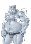  2019 anthro belly blush bulge clothing duo grope hi_res hug hugging_from_behind humanoid_hands male mammal moobs navel overweight overweight_male raozone simple_background underwear ursid white_background 