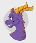  2019 activision digital_media_(artwork) dragon headshot_portrait horn portrait purple_eyes smile spines spyro spyro_the_dragon trashtopiia video_games 