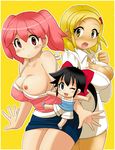  3girls angol_mois azumaya_koyuki breast_slip breasts chibi hinata_natsumi keroro_gunsou multiple_girls naked nipples nude one_breast_out undressing 