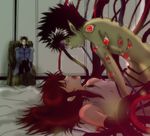  3boys black_hair blush electricity extra_eyes green_skin hiei kurama long_hair male male_focus monster_boy multiple_boys open_mouth pointy_ears rape red_eyes red_hair short_hair straddle straddling tentacle tentacles tentacles_on_male voyeurism yaoi yomi yomi_(yyh) yu_yu_hakusho yuu_yuu_hakusho 